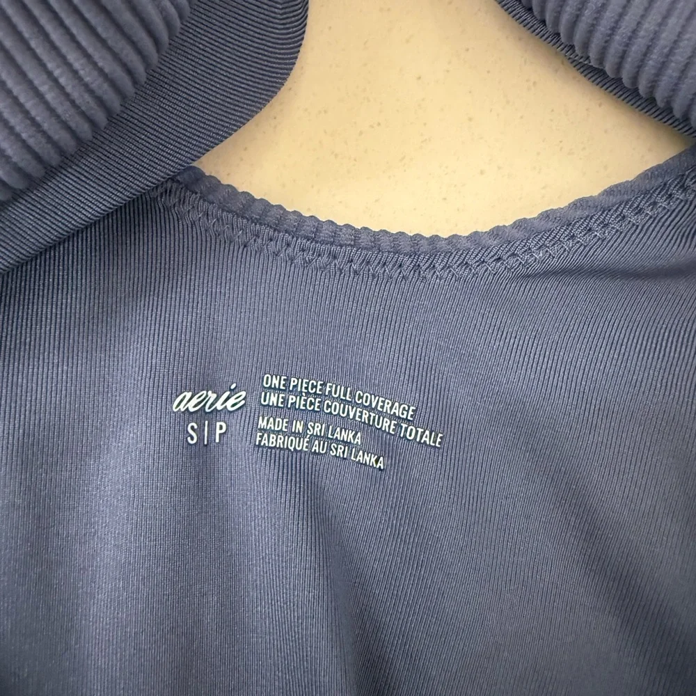 Aerie Ribbed Blue One Piece Swimsuit - Picture 3 of 3